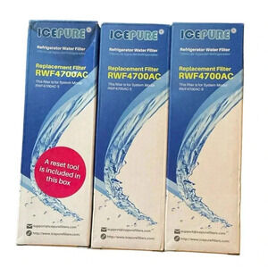 RWF4700AC ICE PURE 3 Pack Refrigerator Water Filters for LG + Kenmore Elite